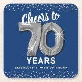ブルーシルバー応援から70年誕生日 スクエアペーパーコースター (正面)