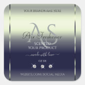 ブルーシルバー注染製品ラベルジュエリーモノグラム スクエアシール (正面)