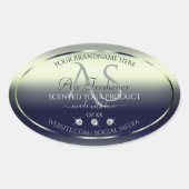 ブルーシルバー注染製品ラベルジュエリーモノグラム 楕円形シール (正面)