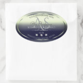 ブルーシルバー注染製品ラベルジュエリーモノグラム 楕円形シール (バッグ)