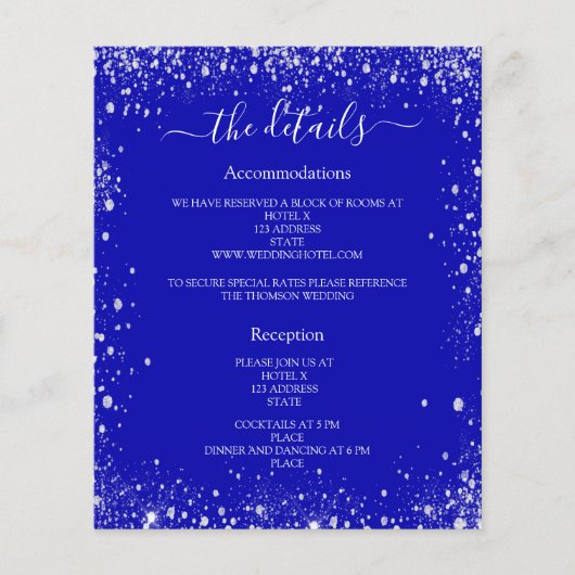 ブルーシルバー王室のウェディングプログラム詳細 (正面)