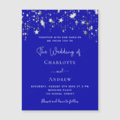 ブルーシルバー王室のスターズはラグジュアリーなスタイ結婚ズを台本 マグネット招待状 (正面)