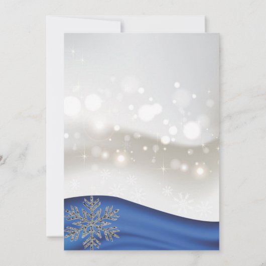 ブルーシルバー王室のスノーフレーク・カップルのシャワー|過去記事 招待状 (裏面)