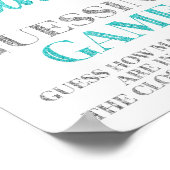 ブルーシルバー紙吹雪キャンディ推測ゲームサイン ポスター (角)