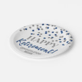 ブルーシルバー紙吹雪ハッピーリタイア ペーパープレート (アングル)