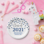 ブルーシルバー紙吹雪卒業2021 ペーパープレート (パーティー)