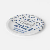 ブルーシルバー紙吹雪卒業2022年 ペーパープレート (アングル)