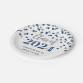 ブルーシルバー紙吹雪卒業2024 ペーパープレート (アングル)