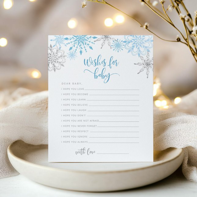 ブルーシルバー雪の結晶の願いベビーカード (クリエイターアップロード済み)