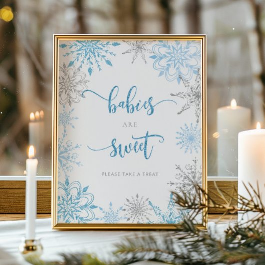 ブルーシルバー雪の結晶ベビーは甘いポスター ポスター