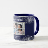 ブルーシルバー雪写真冬窓 マグカップ (正面右)