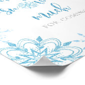 ブルーシルバー雪片ありがとう雪 ポスター (角)