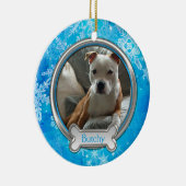 ブルーシルバー雪片フォトクリスマスオーナメント セラミックオーナメント (右)