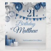ブルーシルバー21歳の誕生日 ワインラベル (シングルラベル)