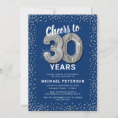 ブルーシルバー30歳の誕生日 招待状 (正面)