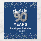ブルーシルバー90歳の誕生日ワインラベル ワインラベル (シングルラベル)