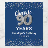 ブルーシルバー90th誕生日ワインラベル ワインラベル (シングルラベル)