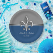 ブルーシルバー（紋章の）フラ・ダ・リ ペーパープレート (パーティー)