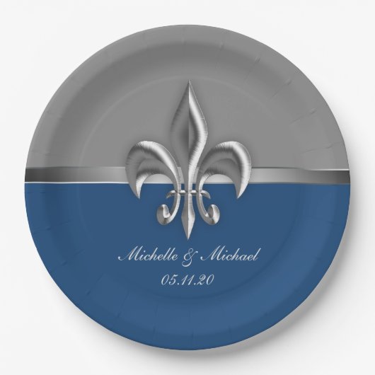 ブルーシルバー（紋章の）フラ・ダ・リ ペーパープレート (正面)