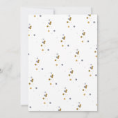 ブルーシルバー&金ゴールドファースト誕生日招待状 招待状 (裏面)