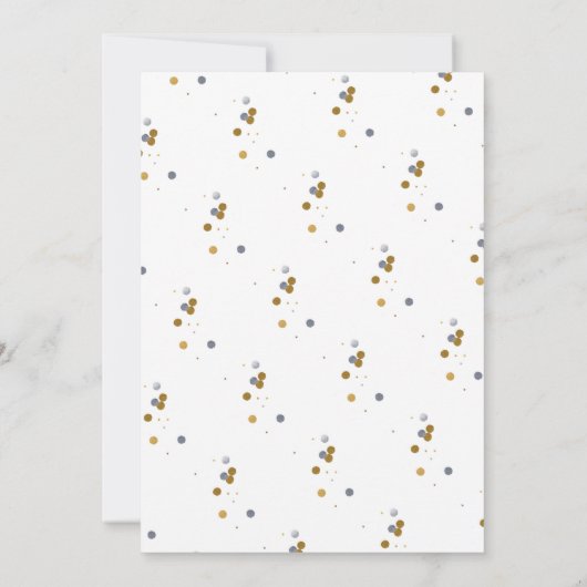 ブルーシルバー&金ゴールドファースト誕生日招待状 招待状 (裏面)