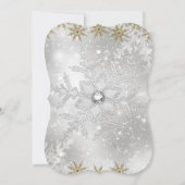 ブルーシルバー&金ゴールドホリーバウブルクリスマスパーティー 招待状 (裏面)