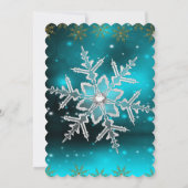 ブルーシルバー&金ゴールドホリーボーブルクリスマスパーティー2 招待状 (裏面)