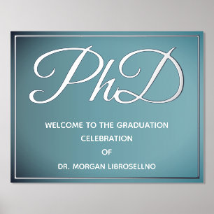 ブルーシルバーPhD卒業へようこそ 箔ポスター