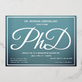 ブルーシルバーPhD卒業 箔招待状