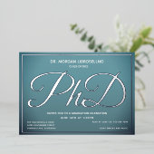 ブルーシルバーPhD卒業 箔招待状 (立ち正面)