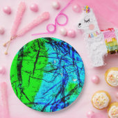 ブルーシワ抽象芸術リサイクルプラスチック紙プレート ペーパープレート (パーティー)