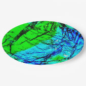 ブルーシワ抽象芸術リサイクルプラスチック紙プレート ペーパープレート (アングル)