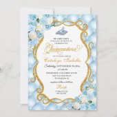 ブルーシンデレラガラスシューズプリンセスキンセアニェラ 招待状 (正面)