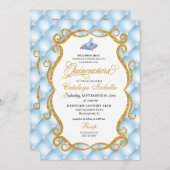 ブルーシンデレラガラスシューズプリンセスキンセアニェラ 招待状 (正面/裏面)