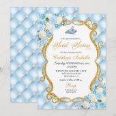 ブルーシンデレラガラスシュープリンセスSweet sixteen 招待状 (正面/裏面)