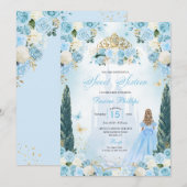 ブルーシンデレラフェアヤテールプリンセスSweet sixteen 招待状 (正面/裏面)