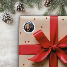 ブルーシンプルとホワイトのスノーフレークのクリスマスフォト