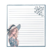 ブルーシンプルアニメかわいいボホメモ帳 ノートパッド (正面)