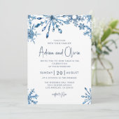 ブルーシンプルウィンターワンダーランドスノーフレーク結婚ズ 招待状 (スタンド正面)