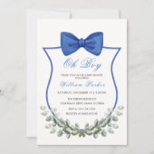 ブルーシンプルウユーカリプスクレストボーイベビーシャワー 招待状 (正面)