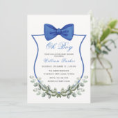 ブルーシンプルウユーカリプスクレストボーイベビーシャワー 招待状 (スタンド正面)