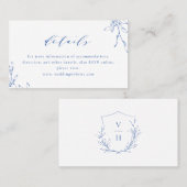 ブルーシンプルエレガンス結婚ボタニカル詳細 プレイスカード (正面/裏面)