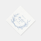 ブルーシンプルエレガントリースブライダルシャワー スタンダードカクテルナプキン (角)