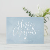 ブルーシンプルクリスマス手書き書道 シーズンカード (スタンド正面)