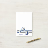 ブルーシンプルグレーバレーボールストライプ名前をカスタムする ポストイット (デスク上)