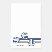 ブルーシンプルグレーバレーボールストライプ名前をカスタムする ポストイット (正面)