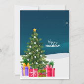 ブルーシンプルサンタ漫画メリークリスマス シーズンカード (裏面)