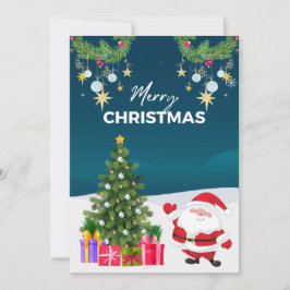 ブルーシンプルサンタ漫画メリークリスマス シーズンカード