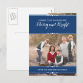 ブルーシンプルシックホリデーフォトポストカード シーズンポストカード (正面/裏面)