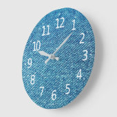 ブルーシンプルジーンズデニム織物| ラージ壁時計 (傾斜)